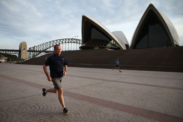 Opposition Leader Bill Shorten enjoying a 9.2km morning run in Sydney during the election campaign.