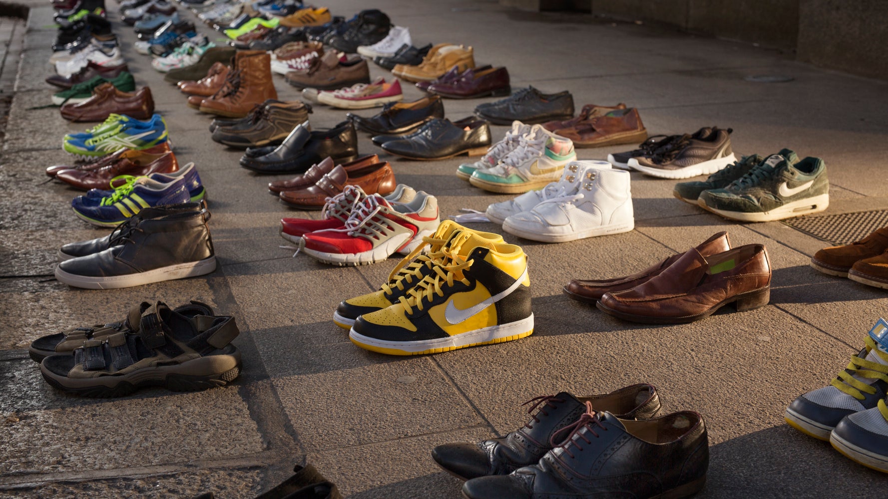 World Mental Health Day Shoes Lined Up Around The World To Show The