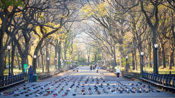 Shoes were also set up in New York's Central Park, as well as 91 pairs in Stockholm, Sweden, 375 in Dublin, Ireland and 136 across Canada.