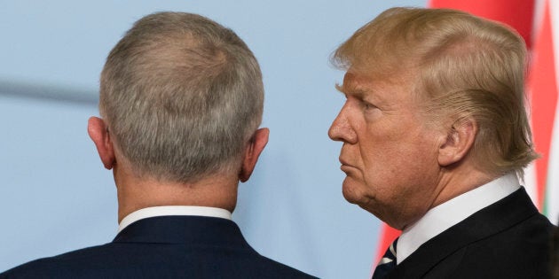 Prime Minister Malcolm Turnbull chats with U.S. President Donald Trump.