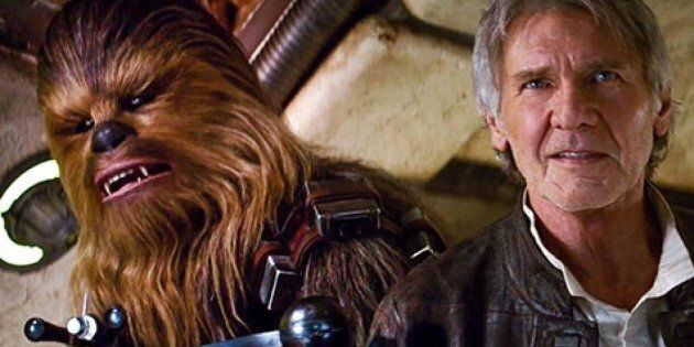 Chewbacca and Han Solo in a still from the 'Star Wars: The Force Awakens' trailer.