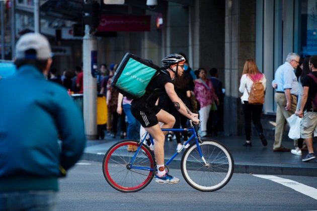 Deliveroo uses cyclists for its on-demand food deliveries.