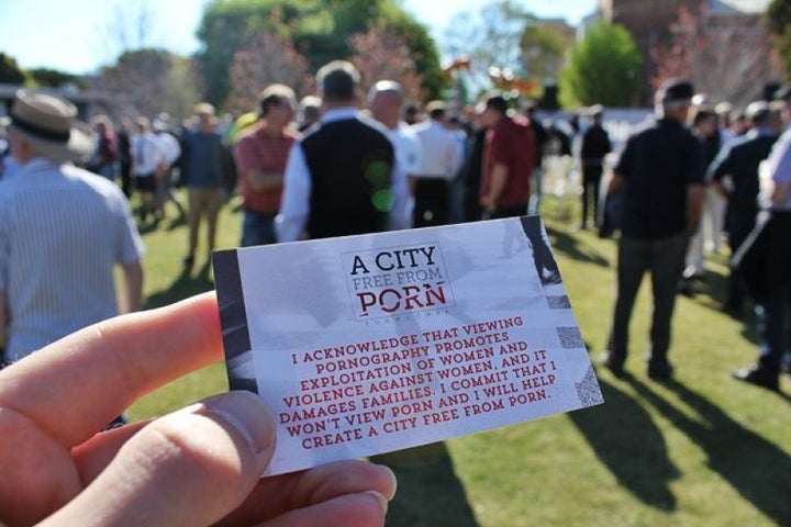 A card handed out at the rally, with the anti-porn pledge