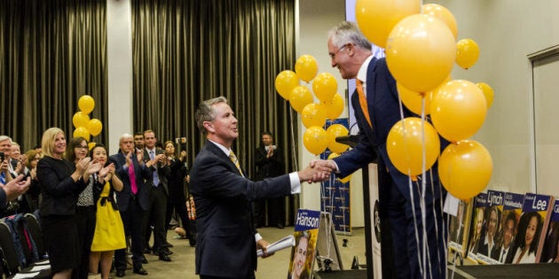 Canberra Liberals Jeremy Hanson and The Prime Minister Malcolm Turnbull at the Canberra Liberal Campaign Launch