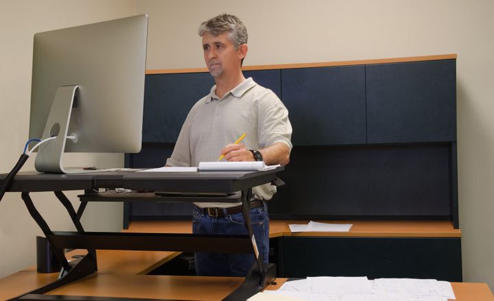This is a stand-up desk. Ugly, but effective.