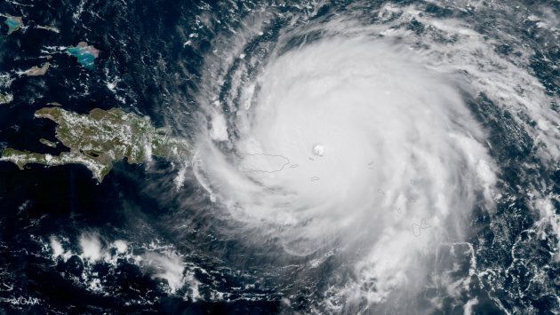 Hurricane Irma, a record Category 5 storm, is seen approaching Puerto Rico in this NASA's GOES-16 satellite image taken at about 15:15 EDT on September 6, 2017. Courtesy NOAA National Weather Service National Hurricane Center/Handout via REUTERS ATTENTION EDITORS - THIS IMAGE WAS PROVIDED BY A THIRD PARTY