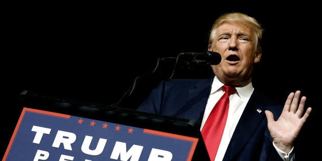 Republican U.S. presidential nominee Donald Trump speaks to the audience at a campaign rally in West Palm Beach, Florida, U.S., October 13, 2016. REUTERS/Mike Segar