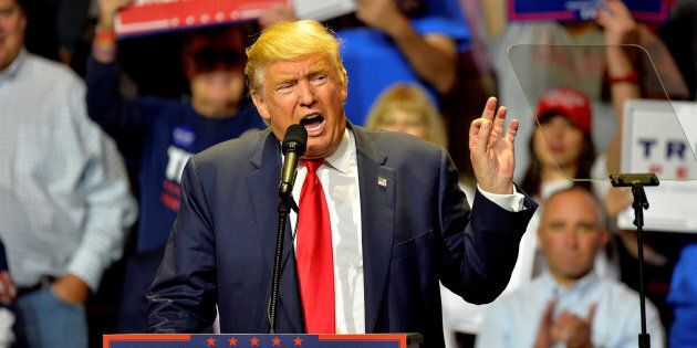 Republican presidential candidate Donald Trump speaks during a campaign rally, Thursday, Oct. 13, 2016, in Cincinnati, Ohio. (AP Photo/ Evan Vucci)