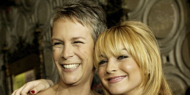 Co-stars Jamie Lee Curtis (L) and Lindsay Lohan arrive for the worldpremiere of the film