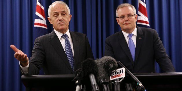 Prime Minister Malcolm Turnbull and Treasurer Scott Morrison during a press conference in Brisbane on Wednesday 1 June 2016