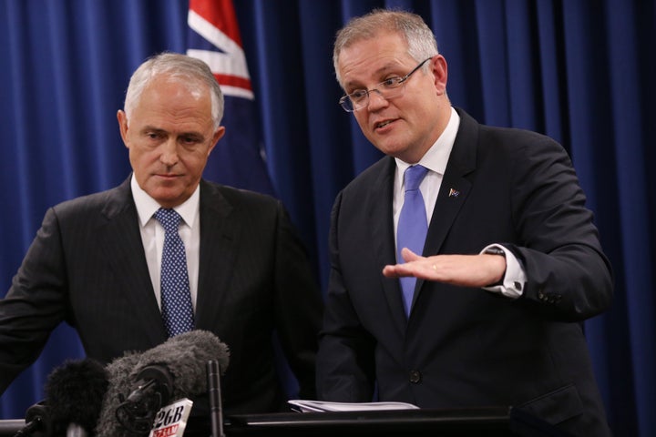 Prime Minister Malcolm Turnbull and Treasurer Scott Morrison during a press conference in Brisbane on Wednesday 1 June 2016. Election2016 Photo: Andrew Meares