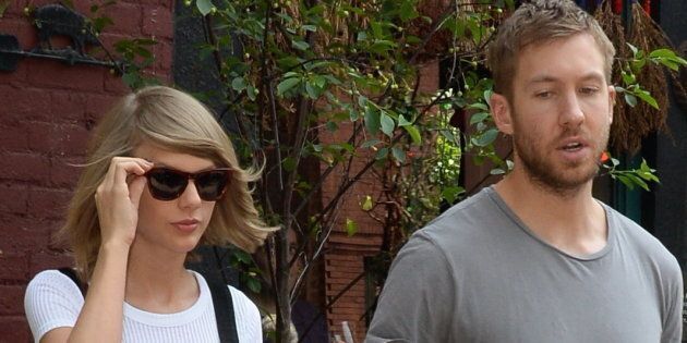 NEW YORK, NY - MAY 28: Singer Taylor Swift and Calvin Harris coming out of the spotted Pig in Soho on May 28, 2015 in New York City. Photo by Raymond Hall/GC Images) (Photo by Raymond Hall/GC Images)