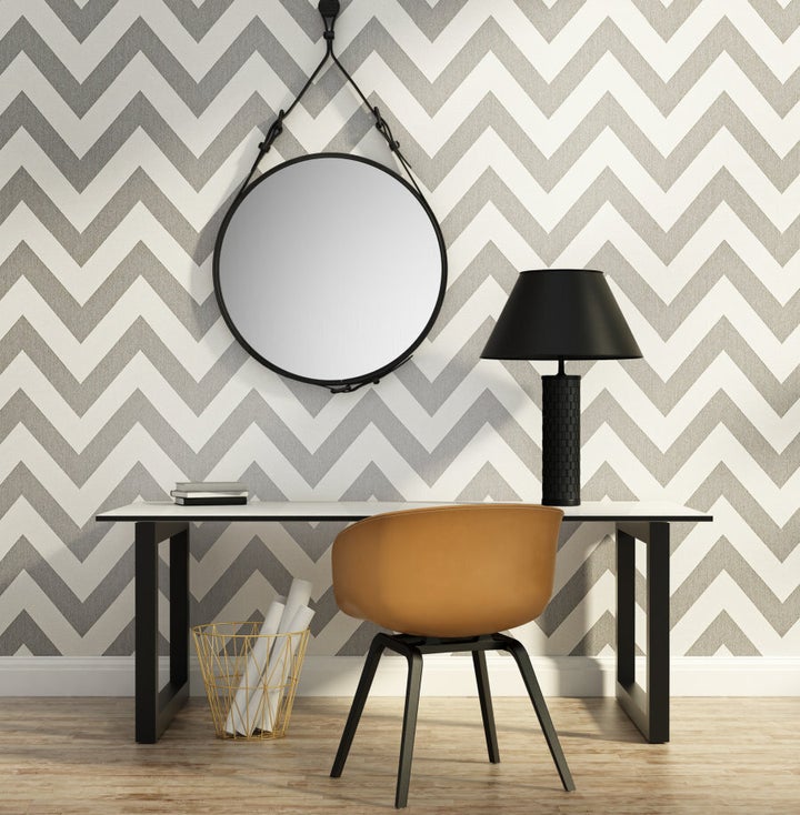 Chevron has been used everywhere and anywhere in interiors lately (as has round mirrors).