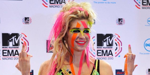 MADRID, SPAIN - NOVEMBER 07: Ke$ha poses in front of the media boards at the MTV Europe Music Awards 2010 at La Caja Magica on November 7, 2010 in Madrid, Spain. (Photo by Carlos Alvarez/Getty Images)