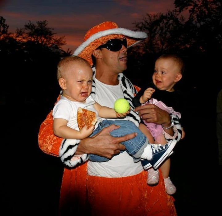 The Vandekreeke twins' favourite uncle dressed for Halloween as a 'Mack Daddy Pimp' and took his niece & nephew to the streets.