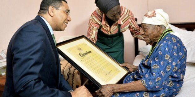 Violet Mosse-Brown was known as Aunt V. Prime Minister Andrew Holness gave her the Prime Minister’s Medal of Appreciation in April at her home, with her caretaker.