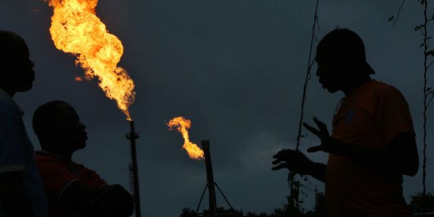 Gas flares burn from pipes at an oil flow station operated by Nigerian Agip Oil Co. Ltd., a division of Eni SpA, in Idu, Nigeria, in September. Nigeria was Africa’s biggest oil producer before attacks shrunk production.