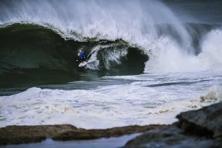 Evan Faulks on a wave.