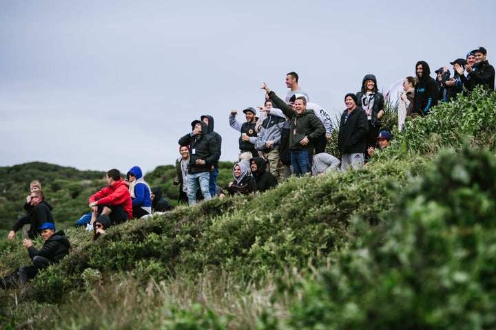 Spectators around Botany Bay watching Cape Fear.