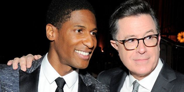 NEW YORK, NY - JUNE 06: Musician Jon Batiste (L) and comedian Stephen Colbert attend the Gordon Parks Foundation Awards Dinner & Auction at Cipriani 42nd Street on June 6, 2017 in New York City. (Photo by Owen Hoffmann/Patrick McMullan via Getty Images)