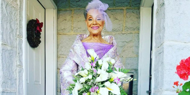 Millie Taylor-Morrison, who was a model in the 1950s, designed the wedding dress herself. Designer Marco Hall brought her vision to life, and Tanika Green took care of the makeup.Â
