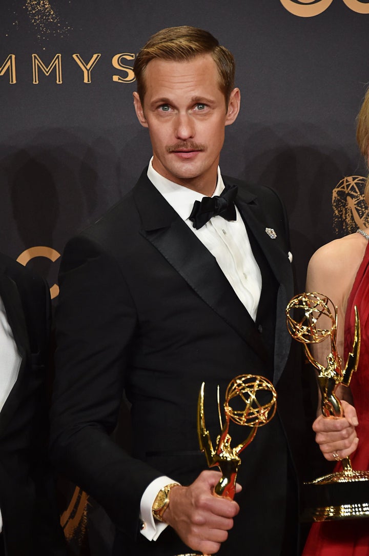 Alexander Skarsgård after winning his Emmy, looking fine as hell.