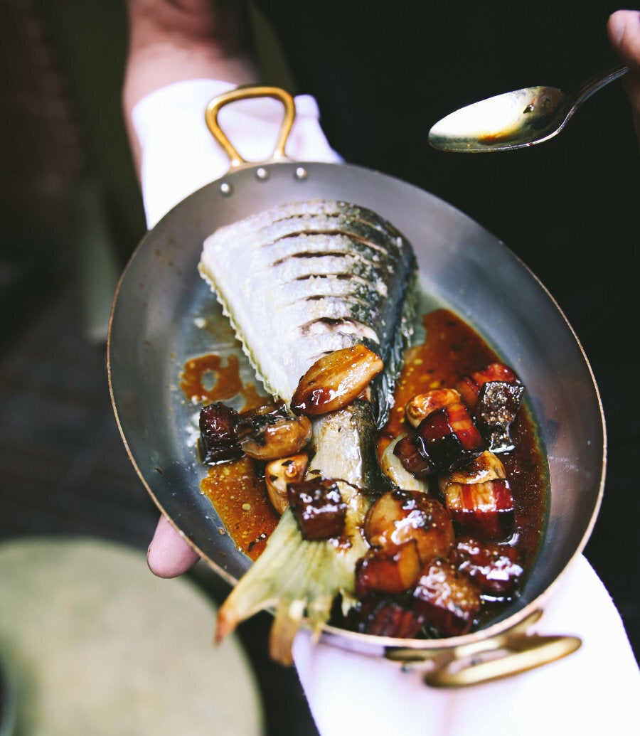 This pork and seafood combo is salty, slightly sweet and tender.