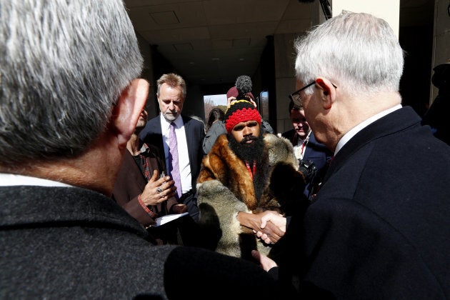 Clinton Pryor who walked across Australia from Perth to share the concerns of Aboriginal people, arrives at Parliament House in Canberra to meet with Prime Minister Malcolm Turnbull on Wednesday 6 September 2017.