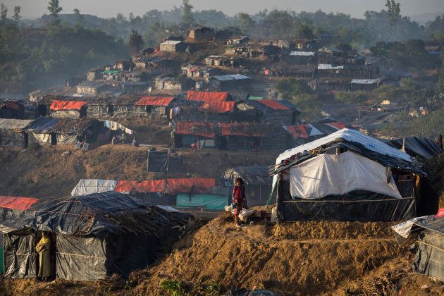 Makeshift shelters cover the hills in the overcrowded Balukhali camp in Balukhali, Cox's Bazar, Bangladesh. Nearly 400,000 Rohingya refugees have fled into Bangladesh since late August during the outbreak of violence in the Rakhine state.