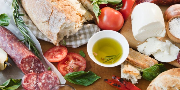 Close up of various italian food