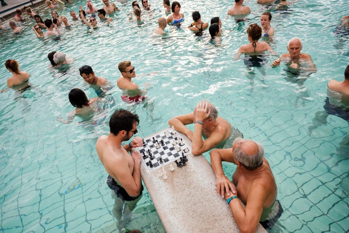 Chess in the Szechenyi Thermal Baths in Budapest.