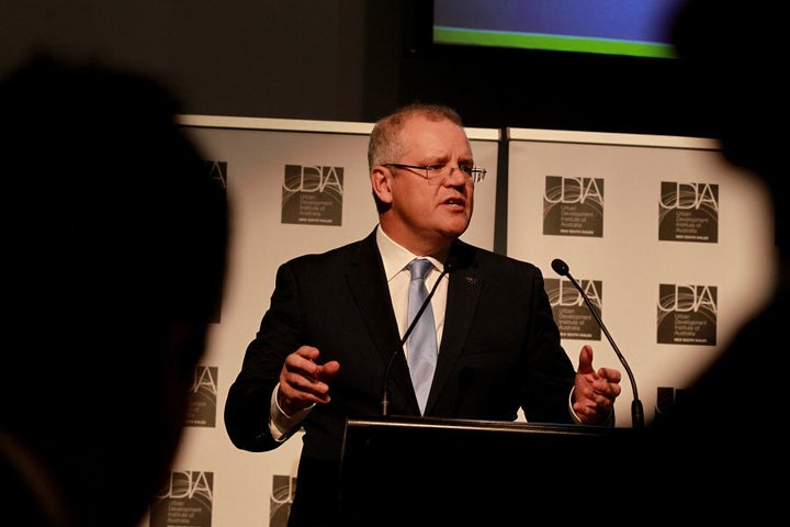 Treasurer Scott Morrison addressing the issue of booming house prices at an Urban Development Institute of Australia event in Sydney on Monday.