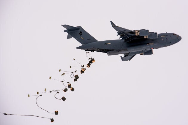 The cargo plane dropped nine tonnes of food, medicine and equipment into the remote Davis Station.