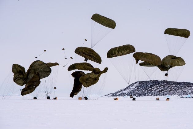 The supplies were parachuted to the ground.