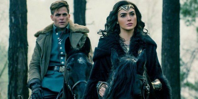 Wonder Woman with her love interest int he film, Steve Trevor.
