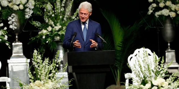 Former US President Bill Clinton speaks during a memorial service for boxing legend Muhammad Ali.