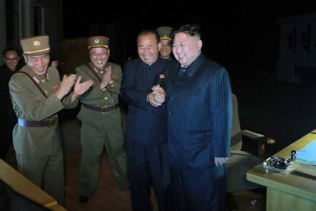 North Korean leader Kim Jong Un guides the second test-fire of intercontinental ballistic missile (ICBM) Hwasong-14.