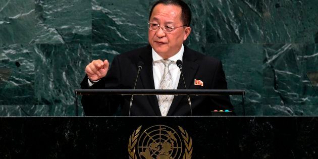 North Korea's Foreign Minister Ri Yong Ho addressed the 72nd session of the United Nations General assembly in New York on September 23, 2017.