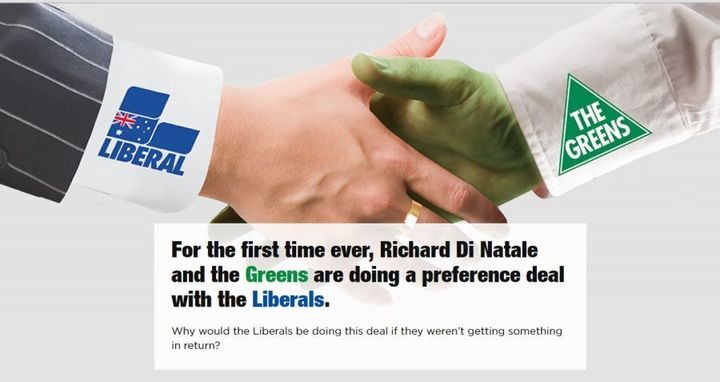 The alleged Greens-Liberal deal, from a website created by Labor