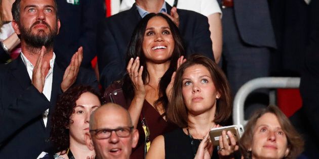 Meghan Markle, actor and girlfriend of Britain's Prince Harry, applauds during the opening ceremony for the Invictus Games in Toronto on Saturday. (Mark Blinch/Reuters)