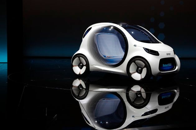 The Smart concept autonomous car Vision EQ fortwo model is presented during the Frankfurt Motor Show (IAA) in Frankfurt, Germany September 12, 2017.