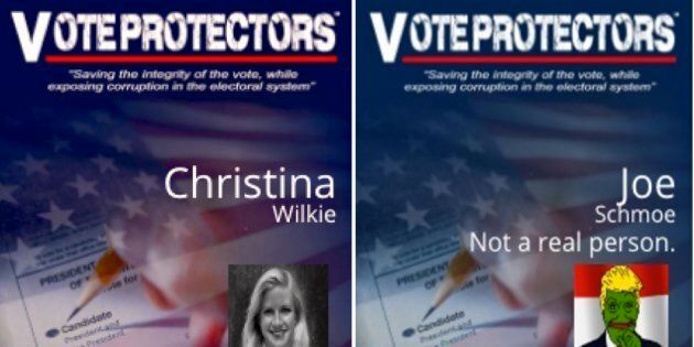 These are the two ID badges HuffPost created using the Vote Protectors online ID Badge Generator