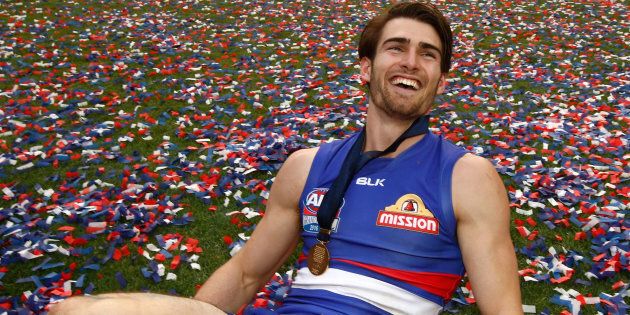 Bulldogs premiership winner Luke Dahlhaus is already assuming the couch position to watch himself play.
