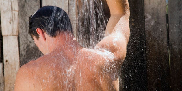 Man taking a bath