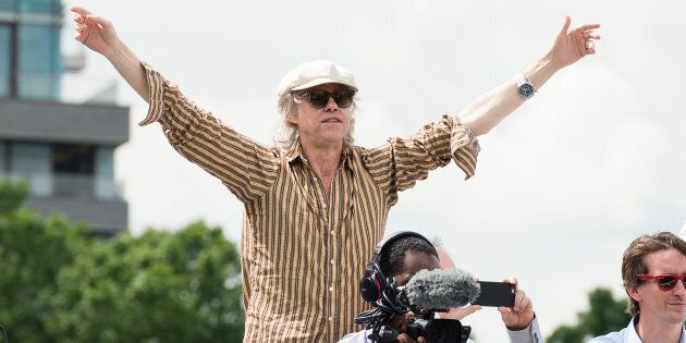 Bob Geldof chases Nigel Farage on the Thames.