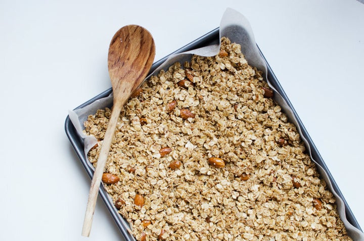 Now your granola is ready for the oven. Warning: the smell that will fill your house is heavenly.