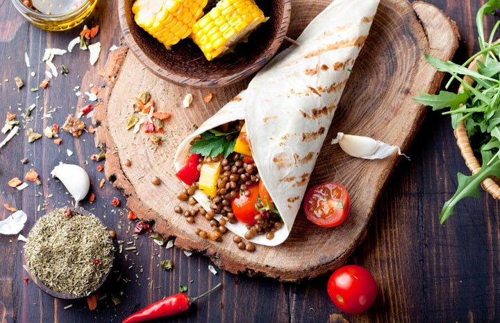 Salad wraps or sandwiches are a good work lunch option which take under five minutes to make.