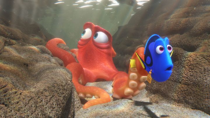 Just keep swimming: Ed O'Neill as Hank and Ellen DeGeneres as Dory.