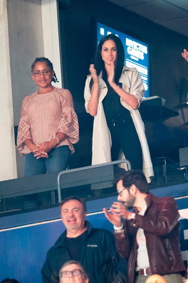 Meghan Markle and her mother, Doria Radlan, watch the Invictus Games closing ceremonies on Saturday.