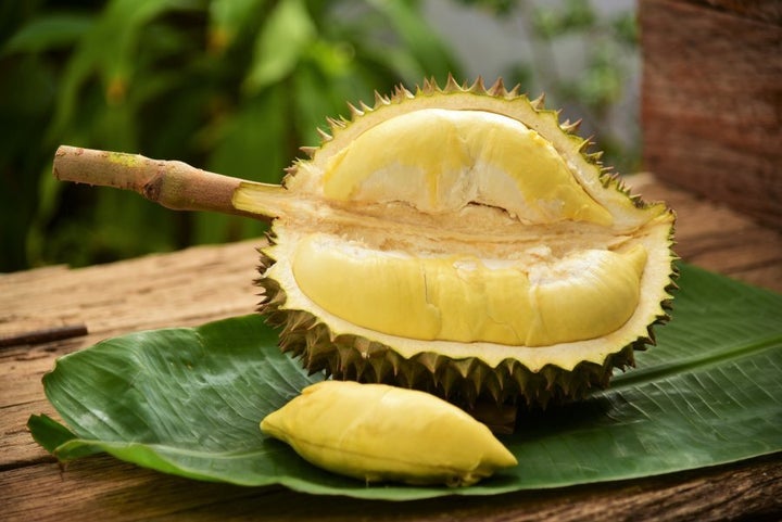 Apparently after a few gag-induced attempts, durian becomes a complex flavoured, delicious fruit to eat.